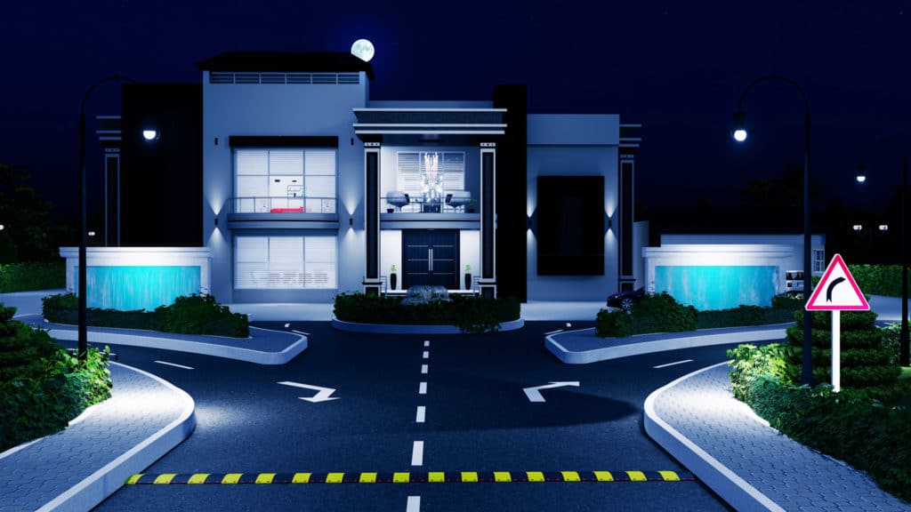 2 Kanal 3d house design in Pakistan Night View