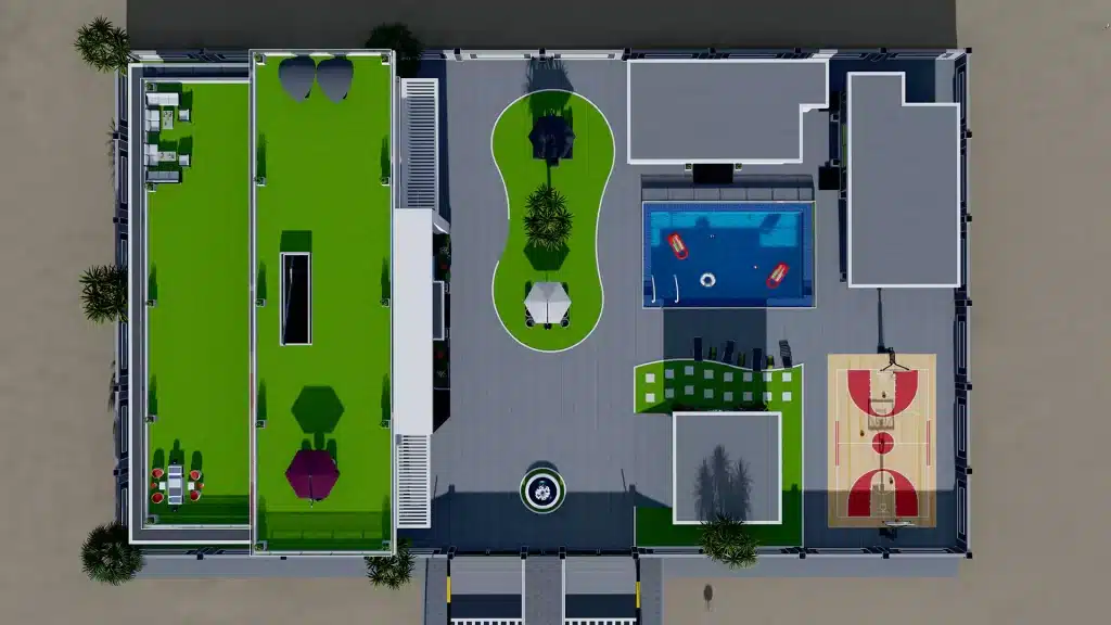 Bird-eye View of modern house in Pakistan